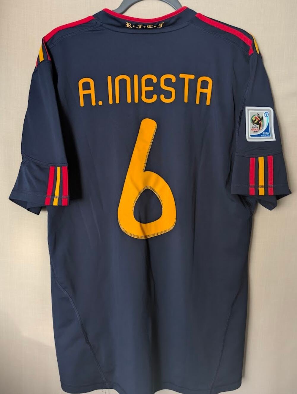 Spain 2010 Away Andres Iniesta Jersey Men's XL WC Final Patch